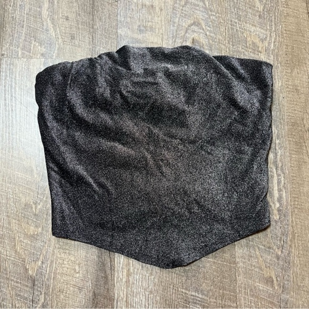 2000s Y2k‎ Sparkle Black Gray Handkerchief Tube Top Womens Size Small